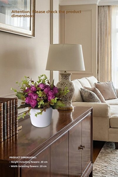 adresiburasi Adresiburası-Beton Bunch of Flowers على وعاء زهور وردي داكن