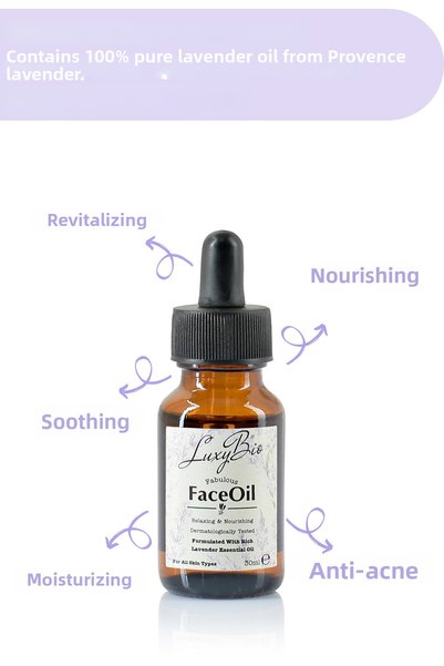 Luxy Bio Natural Lavender Facial Oil, Containing Pure Lavender Oil, 30 ml