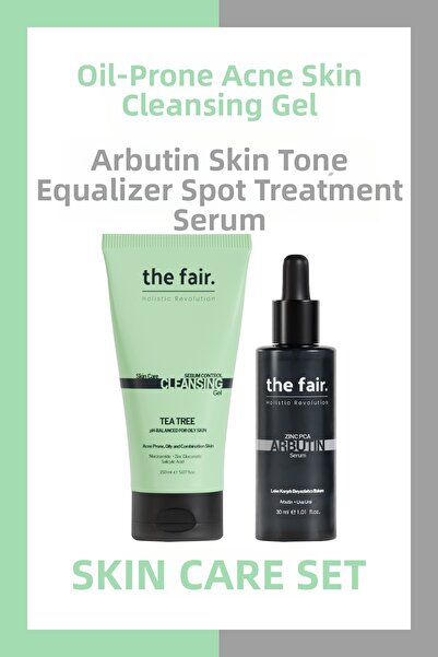 the fair. جل تنظيف البشرة المعرضة لحب الشباب الدهني - 150 مل ومصل أربوتين - 3...