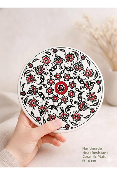 Eren Çini Seramiği Handmade Tile Patterned Ceramic Trivet - Heat Resistant, 16 cm