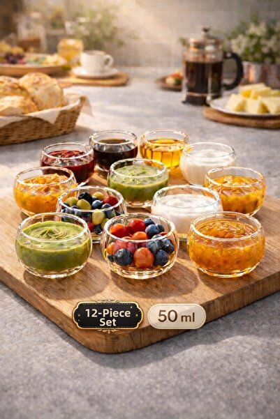 Berdina Home Set of 12 Double-Walled Striped Mini Bowls, Turkish Delight Bowl...