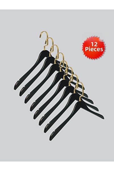 NYN Wooden M001-Ç (Gold Hook Lama) Shirt, T-Shirt, Blouse, Dress Hanger 12 Pi...