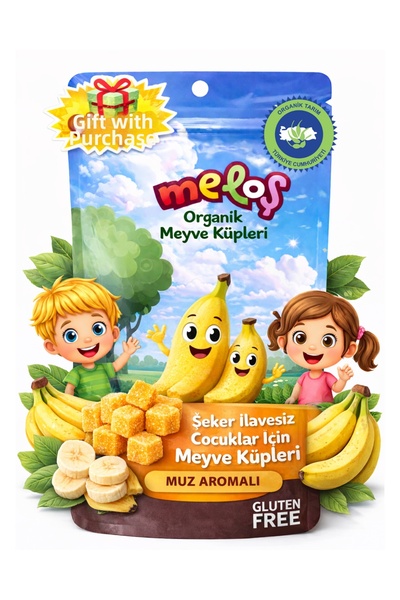 Meloş Organic Fruit Cubes (Banana Flavored) (100 Gr)