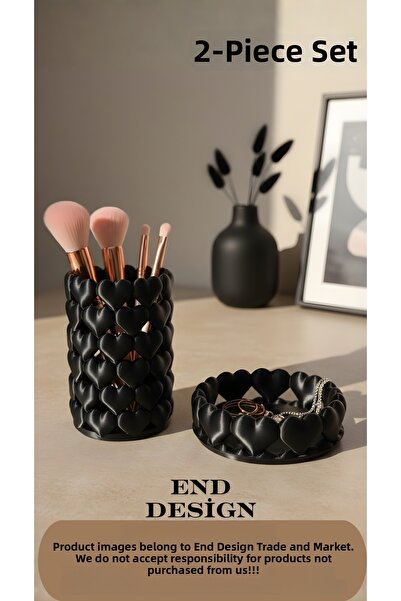 END Design Heart Organizer Set |   Makeup Brush Holder & Jewelry Organizer | ...