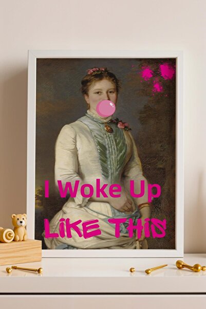 Saturn I Woke up Like This Gummy Woman Portrait Framed Painting Classic Art M...