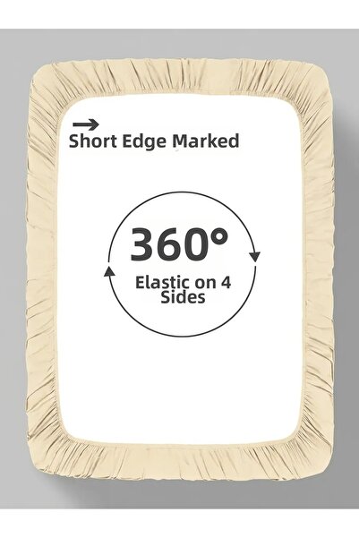 Nishiera 100% Cotton Combed Elastic Bed Sheet - Cream - 140 Gsm