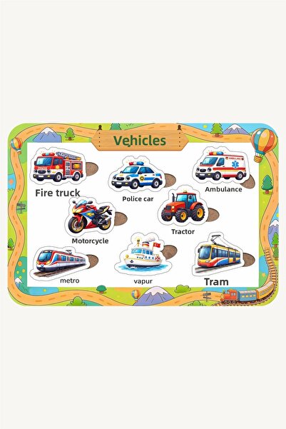 NCPUZZLES Wooden Vehicles-2, Turkish Educational and Instructional Puzzle