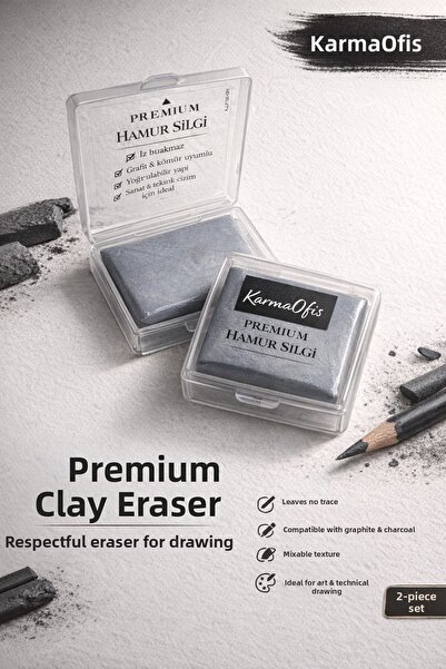 KarmaOfis Premium Dough Eraser Set of 2 – Non-Marking Kneadable Drawing Eraser
