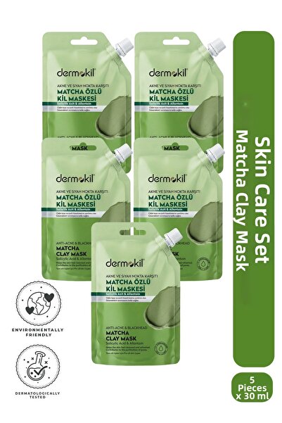 Dermokil Matcha Extract Clay Mask Skin Care Set 30 ml X 5 Pcs