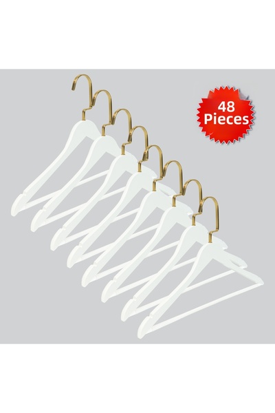 NYN Wooden M001-Barli (Gold Hook Lama) Shirt, Pants, and Clothes Hanger 48 Pi...