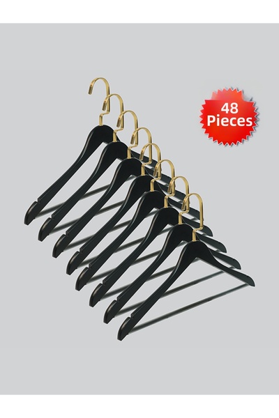 NYN شماعات ملابس خشبية M001-BARLI (GOLD KANCA LAMA) للقمصان والسراويل 48 قطعة