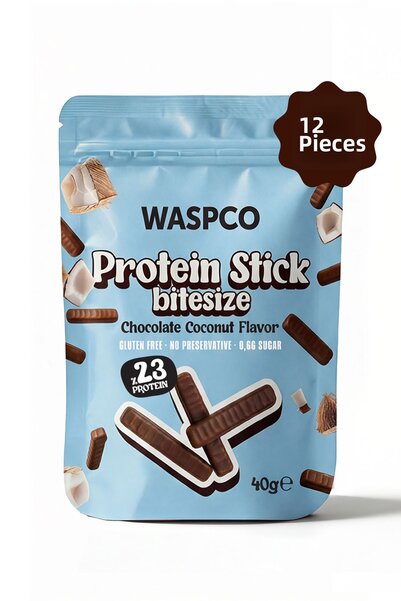 Waspco بروتين ستيك صغير الحجم - بنكهة جوز الهند 40 جرام × 12 قطعة