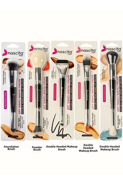 nascita مجموعة فرش مكياج احترافية مزدوجة الجوانب للوجه والعيون من ناسبرش (049...