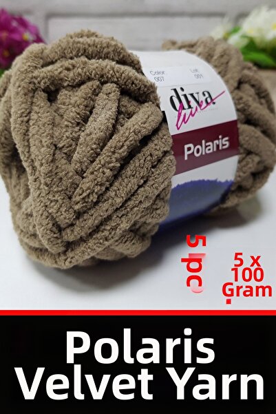 Diva İplik ديفا بولاريس (5*100 جرام) خيط مخمل سميك - 07 مينك