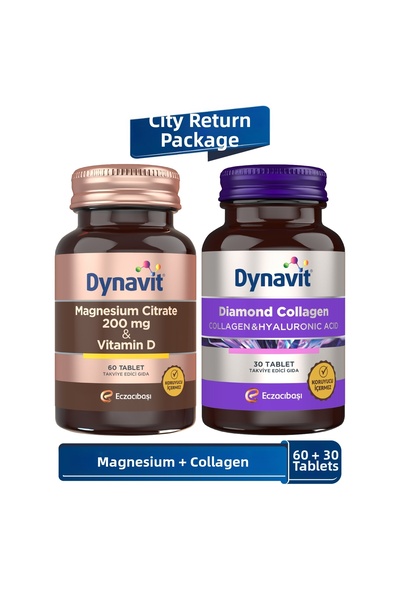 Dynavit Magnesium Citrate 200 Mg, Vitamin D & Collagen Hyaluronic Acid Comple...