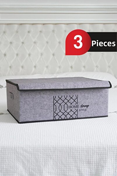 ALAS Cutie de bază cu capac din pâslă gri - 50x40x19 CM, 3BUC