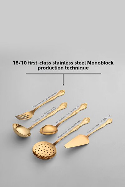 Nehir Lalezar Full Gold 5 Piece Stainless Steel Service Set