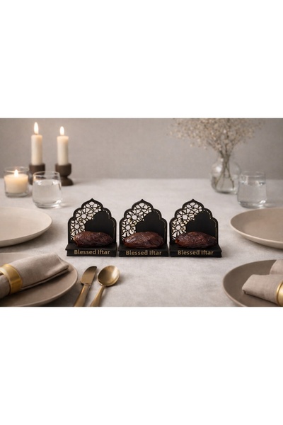 MİR STORE Set of 6 Gold Written Date Bowls for Ramadan Table