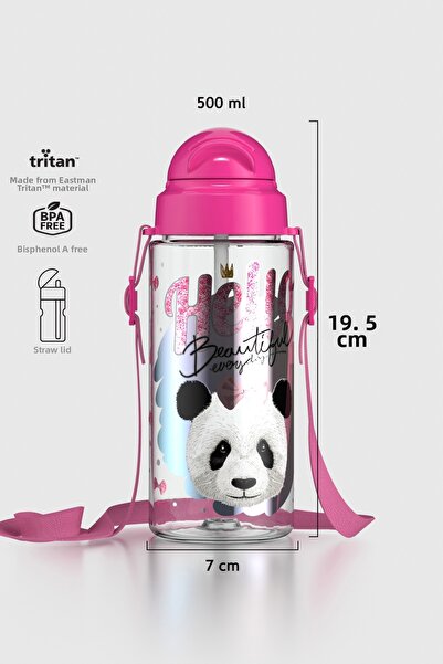 Renga قارورة مياه ميجو منقوشة سعة 500 مل للأطفال مع حزام وقش من التريتان 9120...