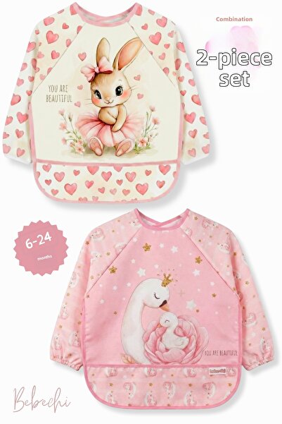 Bebechi 2-Piece Long Sleeve Wearable Rabbit-Swan Pattern Liquid-Proof Activit...