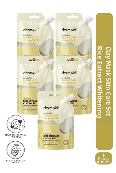Dermokil Rice Extract Whitening Clay Mask Skin Care Set 30 ml X 5 Pcs