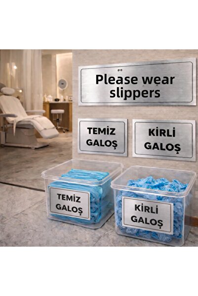 Outdoor One Please Wear Overshoes Silver Warning Sign – Clean Dirty Overshoes...