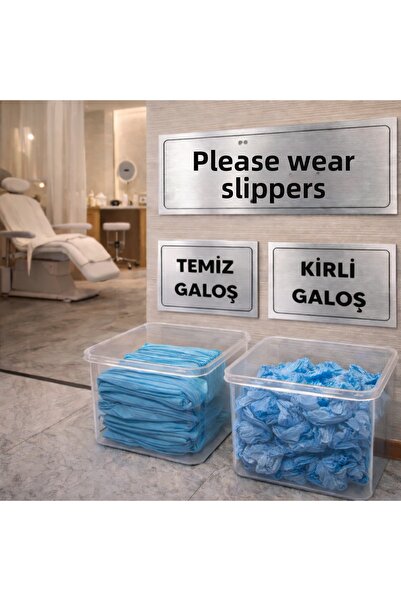 Outdoor One Please Wear Overshoes Silver Warning Sign – Clean Dirty Overshoes...