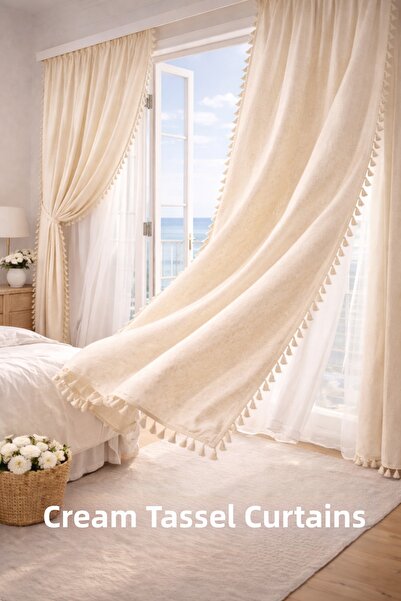 perde plus Single Wing Linen Tufted Background Curtain