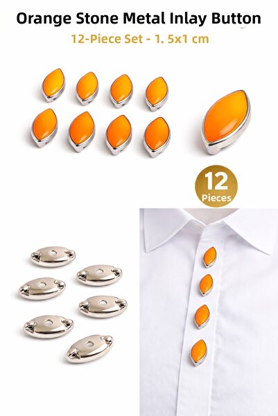 Josellini Mekik Model Studded Button Set of 12 – 1.5X1 cm – Decorative Metal ...