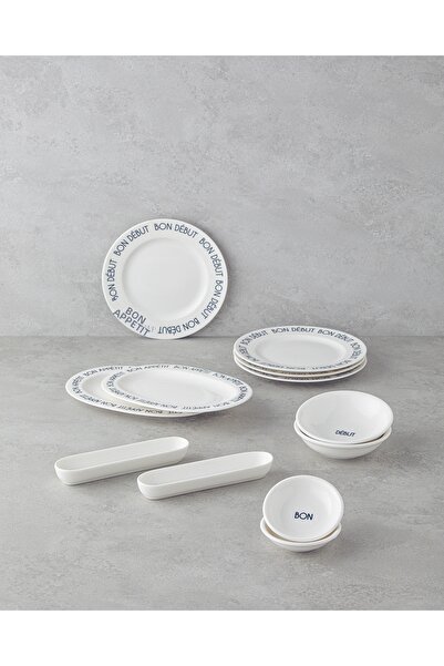 English Home Bon Appetit 12-Piece Porcelain Breakfast Set - Black for 4