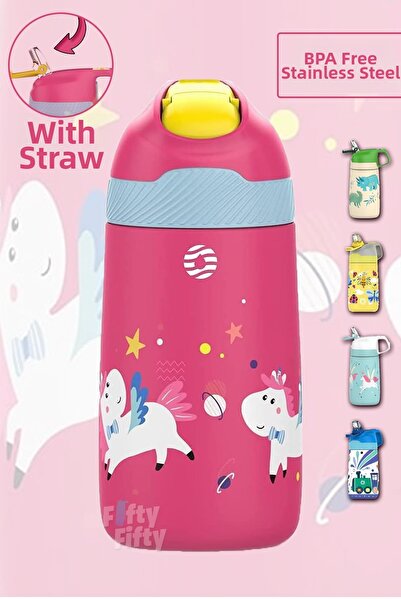 Vagonlife ترمس ستانلس ستيل للأطفال 350 مل مع قارورة ستانلس ستيل 5 ألوان مختلف...