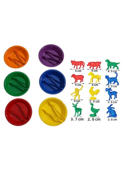 edumatoys Transfer Set 6 Bowls 6 Tweezers Zoo Counters Set