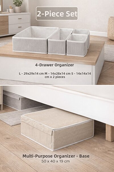 PONÇİK BEBEK 4-Drawer Organizer & Multi-Purpose Clothing Organizer, Base Size
