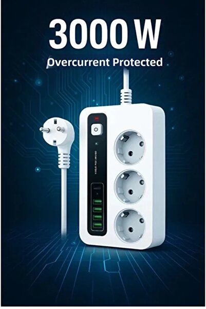 Epilons P10 3x مقبس كهربائي متعدد بقوة 3000 واط مع حماية من التيار الزائد، 4 ...