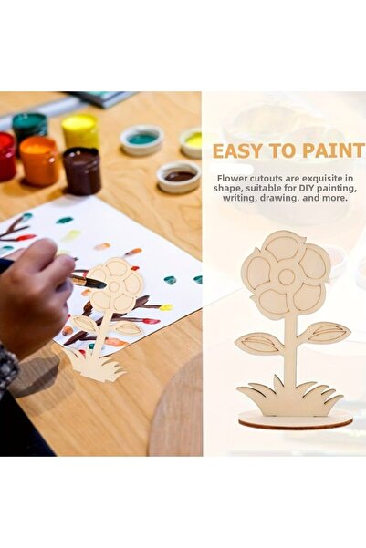 Boncukafası Wooden Flowers Painting Set – 20 Pieces Laser Cut 10X6 cm |   Cre...