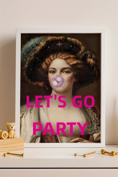 Saturn Lets Go Party Baby Tablou înrămat Artă clasică ironică Decor pentru ca...