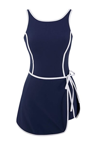 Trendyol Collection Dunkelblauer Farbblock-Badeanzug mit Neckholder-Ausschnit...