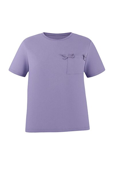 Trendyol Curve Liliac Loose Fit cu buzunare Detaliu cu fundă Mărime mare tric...