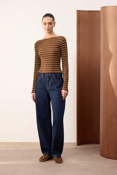 Trendyol Collection Trendyolmilla Wardrobe Essentials - Mavi Dolümlü High Wai...