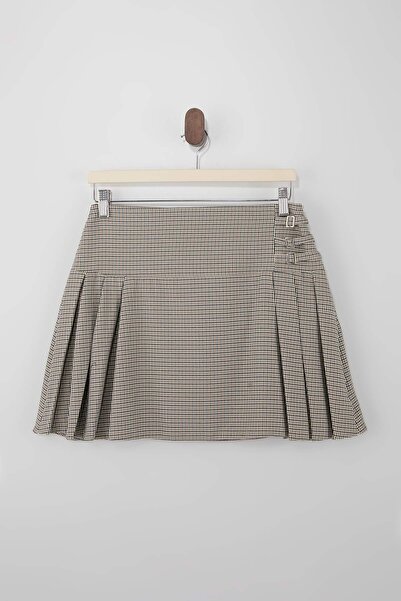 Trendyol Collection Plaid Fabric Detailed Woven Mini Skirt Twoss26Et00032