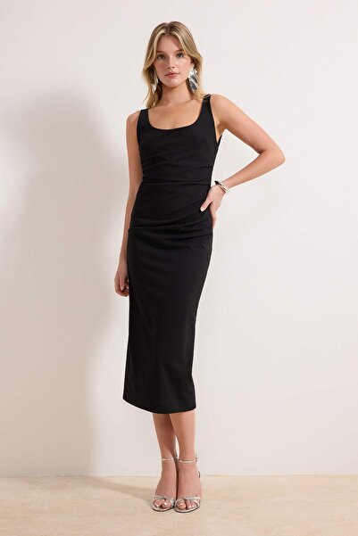 Trendyol Collection Black Bodycon Midi Woven Dress Tpraw26El00161