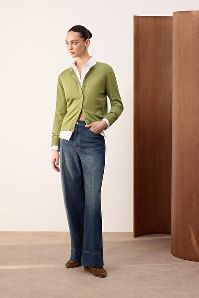 Trendyol Collection Wardrobe Essentials Green Mercerized Look Crew Neck Knit ...