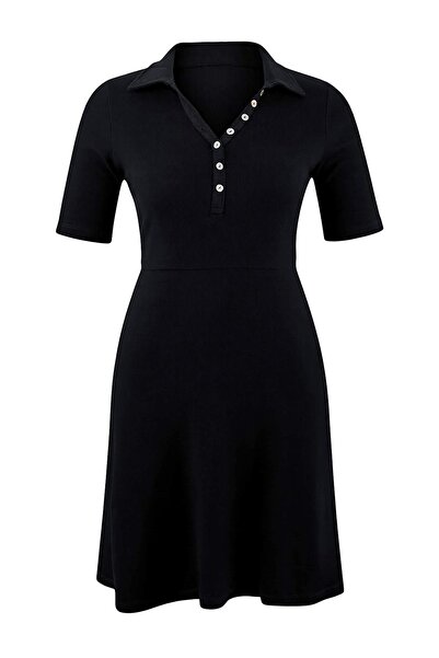 Trendyol Curve Navy Blue Camisole Knitted Plus Size Dress