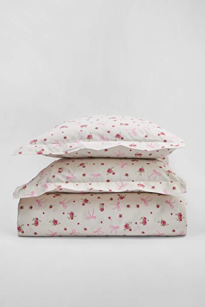 TRENDYOLMİLLA HOME Double Size Bow and Floral Patterned Duvet Cover Set Witho...