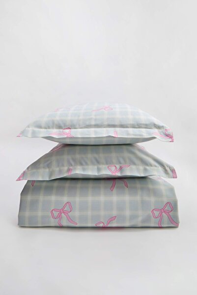 TRENDYOLMİLLA HOME Double Size Bow and Gingham Patterned Duvet Cover Set With...