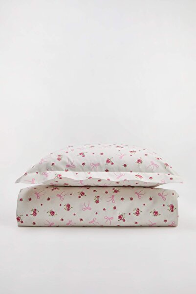 TRENDYOLMİLLA HOME Single Bedding Set with Bow and Floral Pattern, Without Sh...