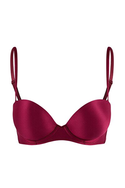 Trendyol Collection Dunkelkirschfarbener, extra gepolsterter/Push-Up-Balconet...