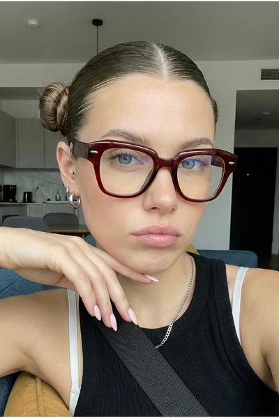 REN EYEWEAR نظارات شاشة شفافة ذات إطار سميك وحماية من الضوء الأزرق الشهيرة من...