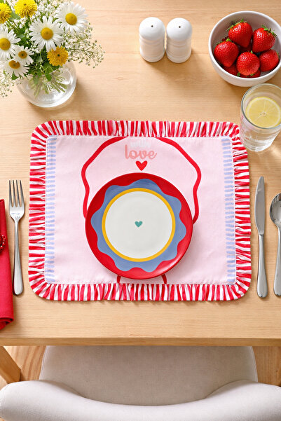 RİTMOHOME Fırfırlı, Desenli, Dijital Baskılı, Renkli, Çizgili, Amerikan Servi...