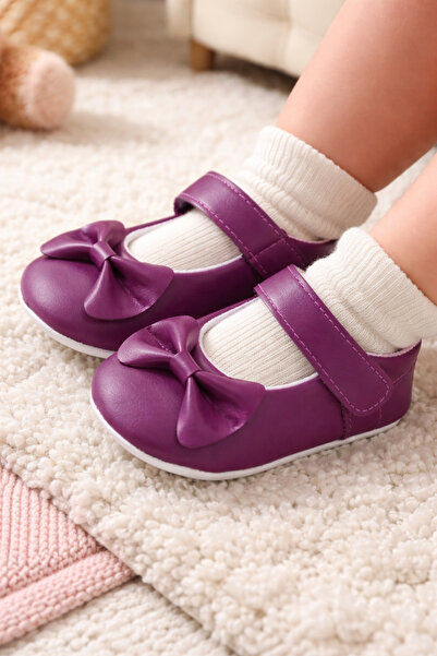 Kiçi Mor Düz Şık Rahat Taban Kız Babet Ayakkabısı